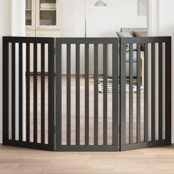 Foldable Dog Gate - 3 Panels Black Poplar Wood | HipoMarket