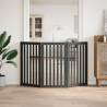 Foldable Dog Gate - 3 Panels Black Poplar Wood | HipoMarket