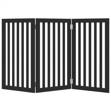 Foldable Dog Gate - 3 Panels Black Poplar Wood | HipoMarket