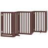 Dog Gate with Door - Foldable 6 Panels Brown - 300cm Poplar Wood