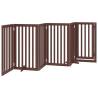 Dog Gate with Door - Foldable 6 Panels Brown - 300cm Poplar Wood