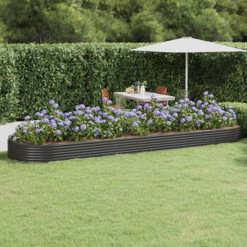 Anthracite Garden Raised Bed - Powder-Coated Steel 523x140x36 cm