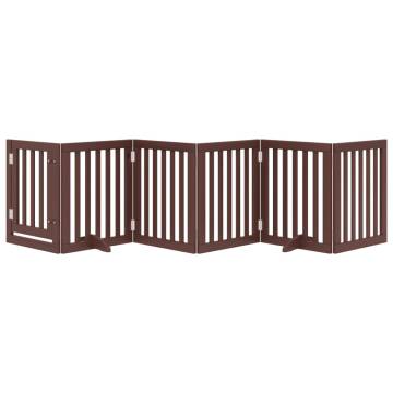 Foldable Dog Gate with Door - 300 cm Poplar Wood - Brown