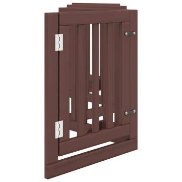 Foldable Dog Gate with Door - 300 cm Poplar Wood - Brown