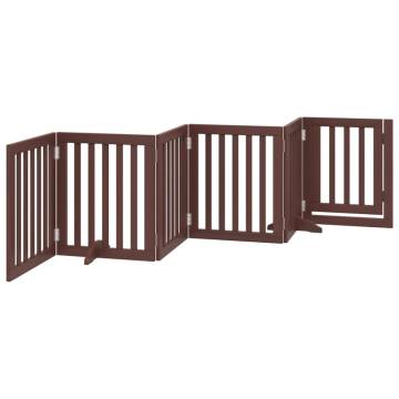 Foldable Dog Gate with Door - 300 cm Poplar Wood - Brown