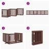 Foldable Dog Gate with Door - 300 cm Poplar Wood - Brown