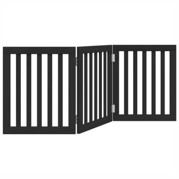 Foldable Dog Gate - 3 Panels Black Poplar Wood | HipoMarket