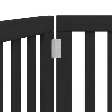 Foldable Dog Gate - 3 Panels Black Poplar Wood | HipoMarket