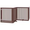 Dog Gate with Door - Foldable 4 Panels Brown | HipoMarket