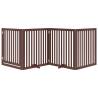 Dog Gate with Door - Foldable 4 Panels Brown | HipoMarket