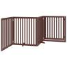 Dog Gate with Door - Foldable 4 Panels Brown | HipoMarket