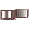 Dog Gate with Door - Foldable 4 Panels Brown 320 cm Poplar Wood