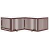 Dog Gate with Door - Foldable 4 Panels Brown 320 cm Poplar Wood