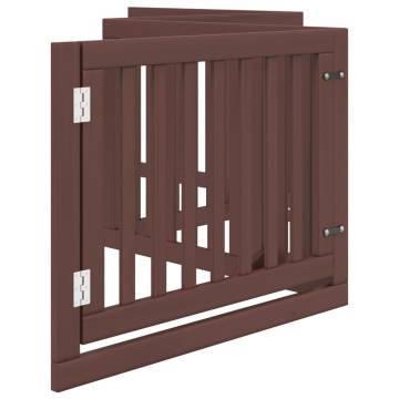 Dog Gate with Door - Foldable 4 Panels Brown 320 cm Poplar Wood