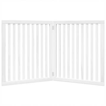 Foldable Dog Gate 2 Panels - White Poplar Wood | HipoMarket