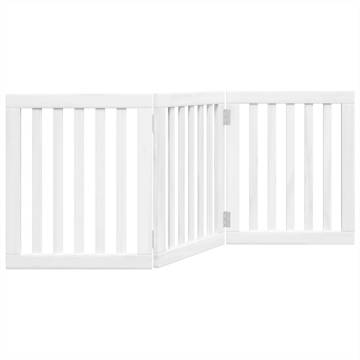 Foldable Dog Gate - 3 Panels White Poplar Wood | HipoMarket