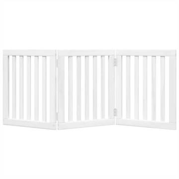 Foldable Dog Gate - 3 Panels White Poplar Wood | HipoMarket