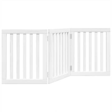 Foldable Dog Gate - 3 Panels White Poplar Wood | HipoMarket