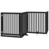 Foldable 4-Panel Dog Gate with Door - 320 cm Black Poplar Wood