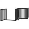 Foldable 4-Panel Dog Gate with Door - 320 cm Black Poplar Wood