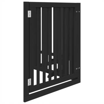 Foldable 4-Panel Dog Gate with Door - 320 cm Black Poplar Wood