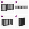 Foldable 4-Panel Dog Gate with Door - 320 cm Black Poplar Wood