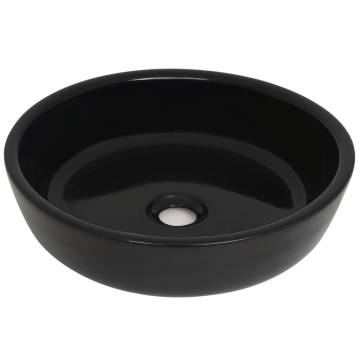 Ceramic Round Black Basin 42x12 cm - Stylish Bathroom Sink