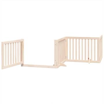 Foldable Dog Gate with Door | 4 Panels | 320 cm | Poplar Wood