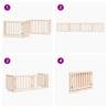 Foldable Dog Gate with Door | 4 Panels | 320 cm | Poplar Wood