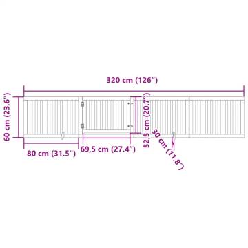 Foldable Dog Gate with Door | 4 Panels | 320 cm | Poplar Wood