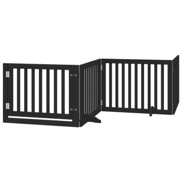 Dog Gate with Door - Foldable 4 Panels, Black 320 cm