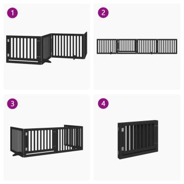 Dog Gate with Door - Foldable 4 Panels, Black 320 cm