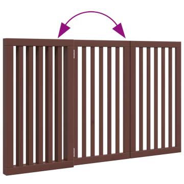 Foldable Dog Gate - 3 Panels Brown Poplar Wood | HipoMarket