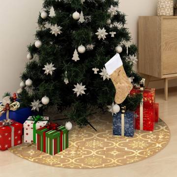 Luxury Christmas Tree Skirt with Sock - Yellow 90 cm