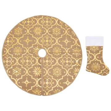 Luxury Christmas Tree Skirt with Sock - Yellow 90 cm