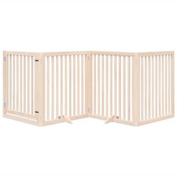 Dog Gate with Door - Foldable 4 Panels 320 cm Poplar Wood