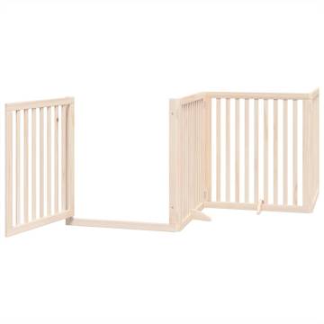 Dog Gate with Door - Foldable 4 Panels 320 cm Poplar Wood