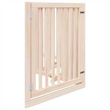 Dog Gate with Door - Foldable 4 Panels 320 cm Poplar Wood