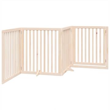 Dog Gate with Door - Foldable 4 Panels 320 cm Poplar Wood