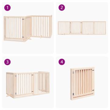 Dog Gate with Door - Foldable 4 Panels 320 cm Poplar Wood