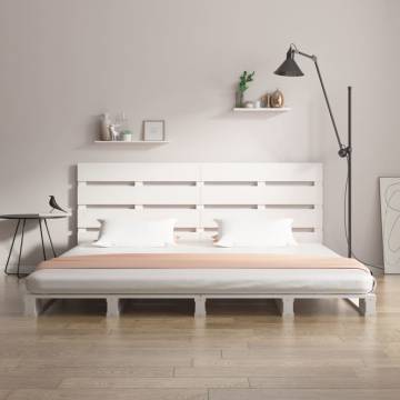 Modern White Bed Frame 200x200 cm - Solid Pine Wood