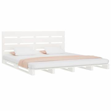 Modern White Bed Frame 200x200 cm - Solid Pine Wood