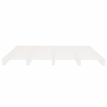 Modern White Bed Frame 200x200 cm - Solid Pine Wood