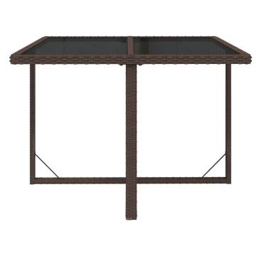 Stylish Brown Garden Table | 109x107x74 cm Poly Rattan & Glass