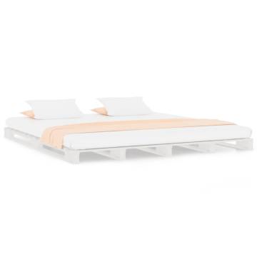 White Super King Size Pallet Bed - Solid Wood | HipoMarket