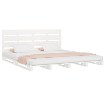 Modern White Bed Frame 160x200 cm - Solid Pine Wood