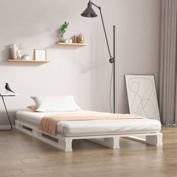 Stylish White Pallet Bed Frame 90x200 cm - Solid Wood