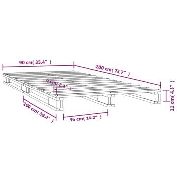 Stylish White Pallet Bed Frame 90x200 cm - Solid Wood