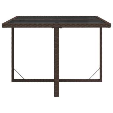 Stylish Brown Garden Table | 109x107x74 cm Poly Rattan & Glass