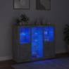 Modern 3-Piece Sideboards with LED Lights in Concrete Grey